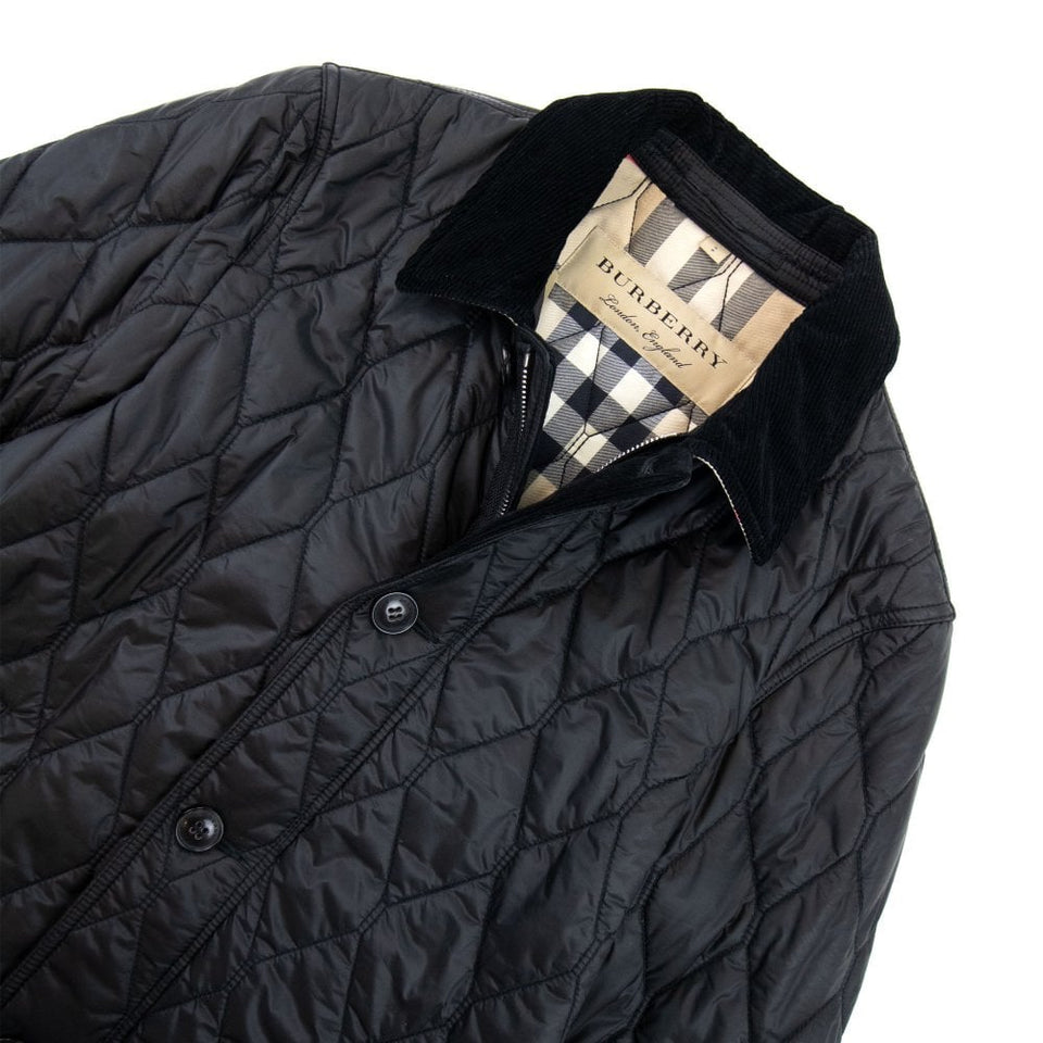 Burberry GRANSWORTH CHECK DETAIL CORDUROY COLLAR QUILTED JACKET