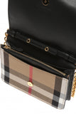 Burberry GRAINED CALFSKIN HOUSE CHECK HAMPSHIRE WALLET ON CHAIN