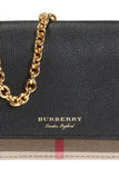 Burberry GRAINED CALFSKIN HOUSE CHECK HAMPSHIRE WALLET ON CHAIN