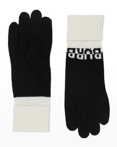 Burberry INTRASIA KNIT LOGO CASHMERE GLOVES