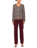 Burberry LEOPARD TRIMMED CHECKED JACQUARD KNIT SWEATER