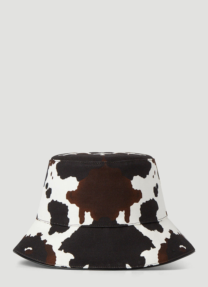 Burberry LOGO PATCH COW PRINT BUCKET HAT