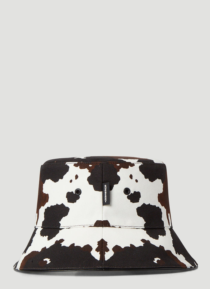 Burberry LOGO PATCH COW PRINT BUCKET HAT