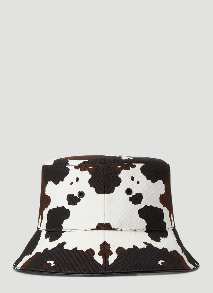 Burberry LOGO PATCH COW PRINT BUCKET HAT