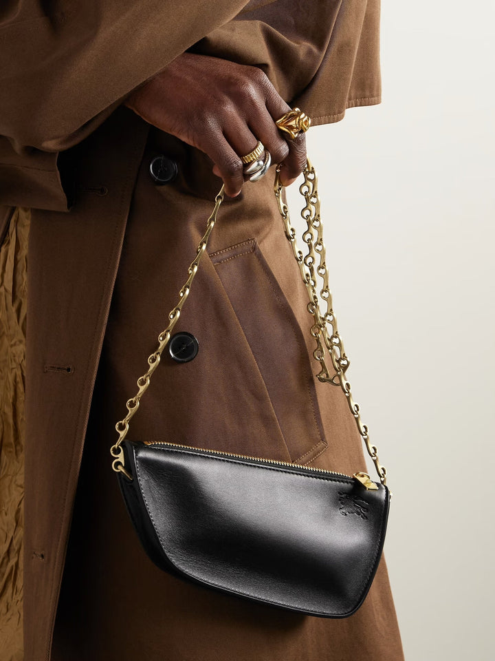 Burberry MICRO SHIELD LAMBSKIN LEATHER SHOULDER BAG