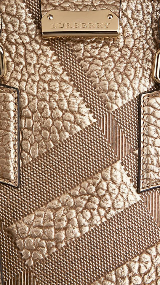 Burberry SMALL ORCHARD CHECK METALLIC LEATHER BAG