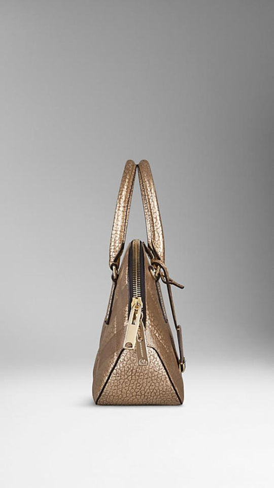 Burberry SMALL ORCHARD CHECK METALLIC LEATHER BAG