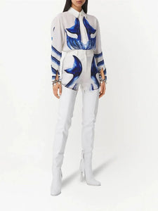 Burberry MERMAID TAIL PRINT SILK BLOUSE