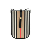 Burberry Archive Beige E-Canvas Calfskin Icon Stripe Anne Phone Case With Strap