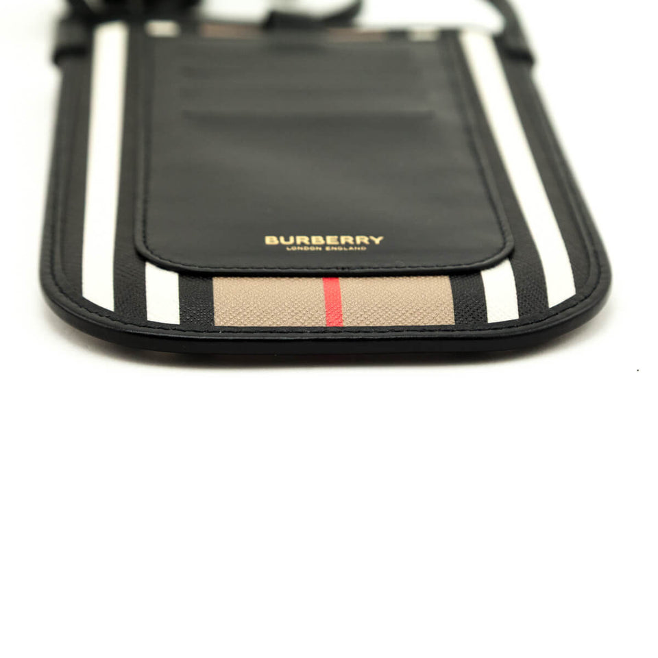 Burberry Archive Beige E-Canvas Calfskin Icon Stripe Anne Phone Case With Strap