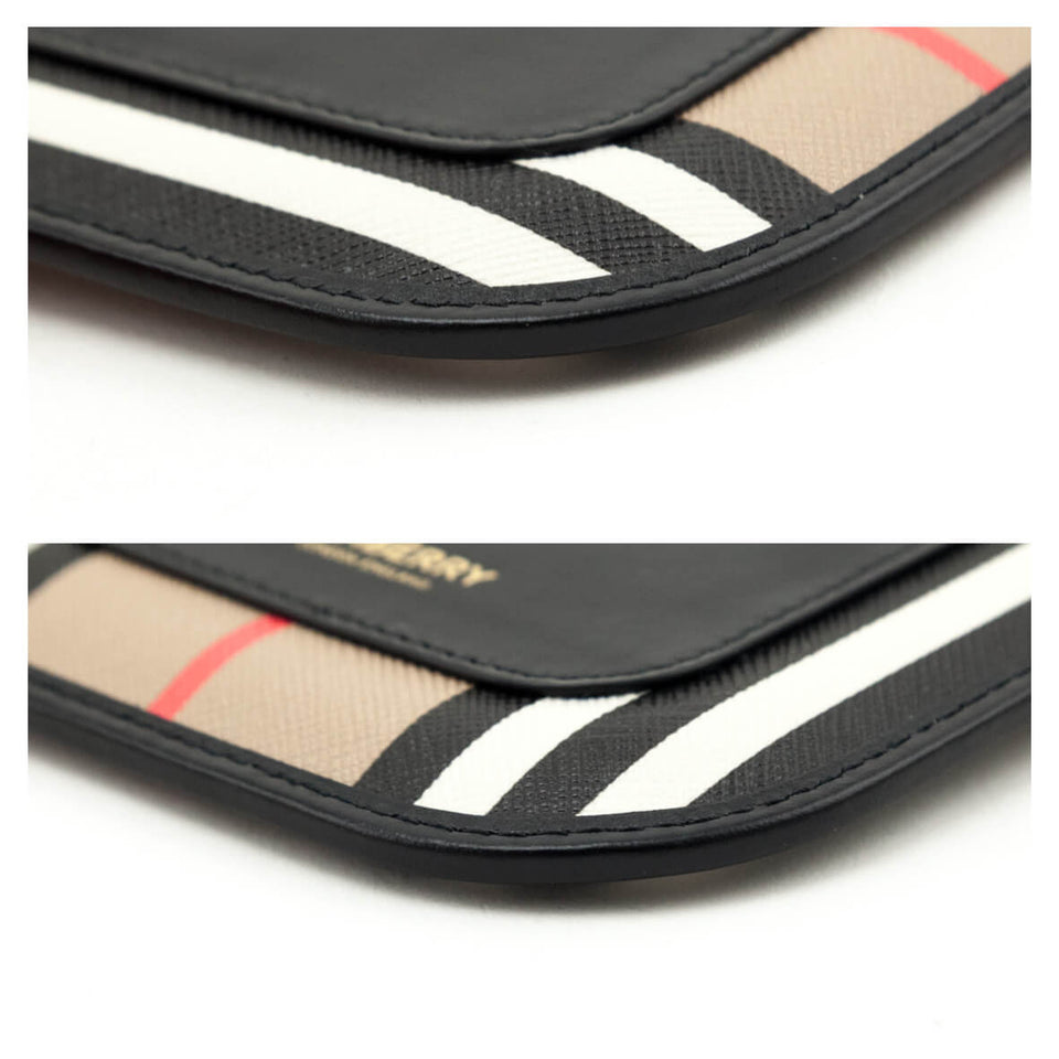 Burberry Archive Beige E-Canvas Calfskin Icon Stripe Anne Phone Case With Strap
