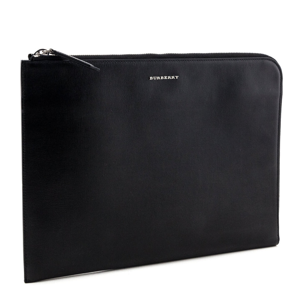 Burberry Black Cross-Grain Leather Edson Document Holder