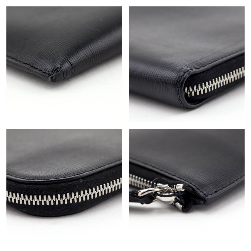 Burberry Black Cross-Grain Leather Edson Document Holder