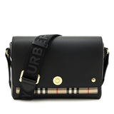 Burberry Black Grainy Calfskin Vintage Check Note Crossbody Bag