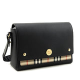 Burberry Black Grainy Calfskin Vintage Check Note Crossbody Bag