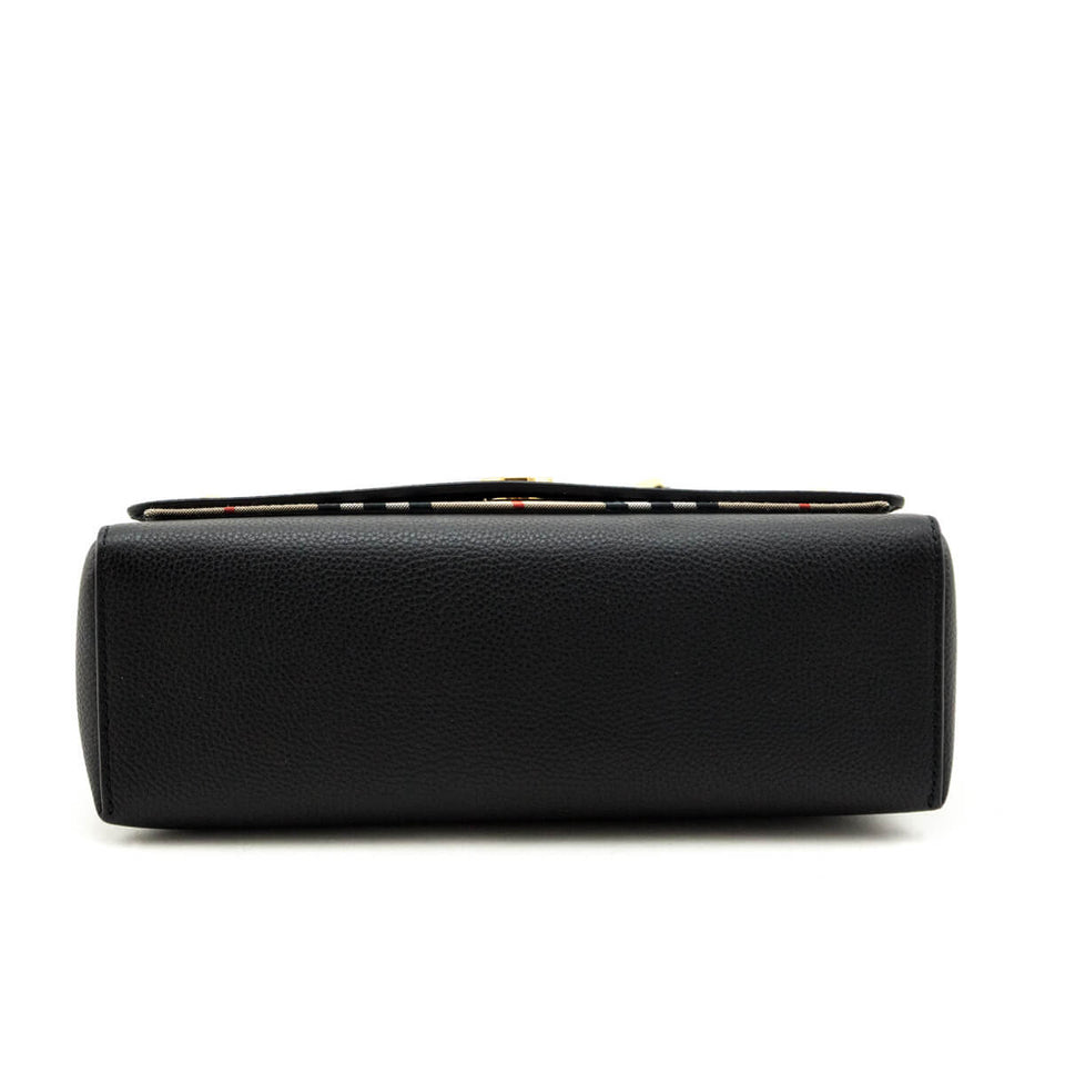 Burberry Black Grainy Calfskin Vintage Check Note Crossbody Bag