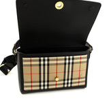 Burberry Black Grainy Calfskin Vintage Check Note Crossbody Bag