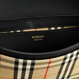 Burberry Black Grainy Calfskin Vintage Check Note Crossbody Bag