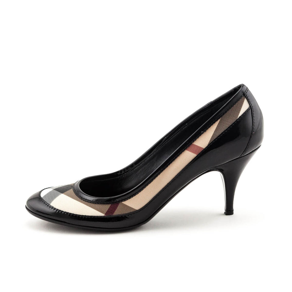 Burberry Black Patent & Nova Check Pumps Size US 9 | EU 39