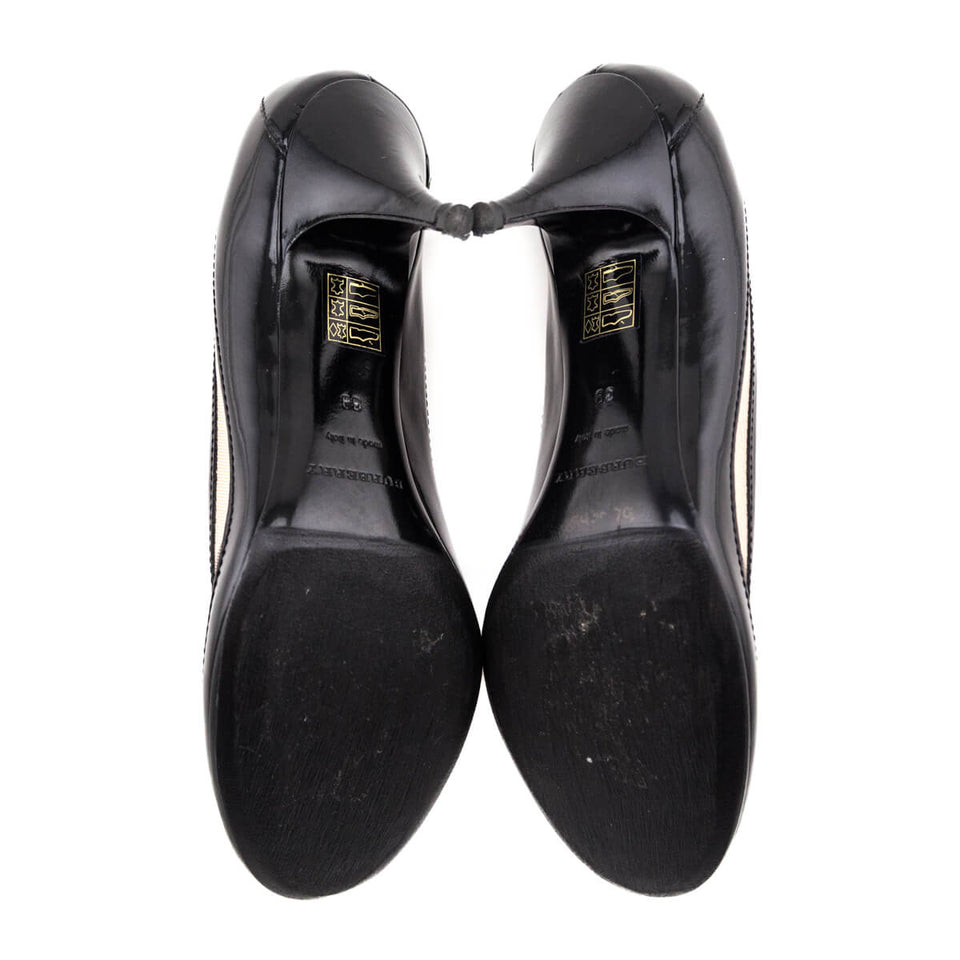 Burberry Black Patent & Nova Check Pumps Size US 9 | EU 39