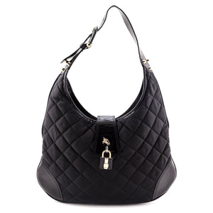 Burberry Black Quilted Nylon Brook Hobo Bag