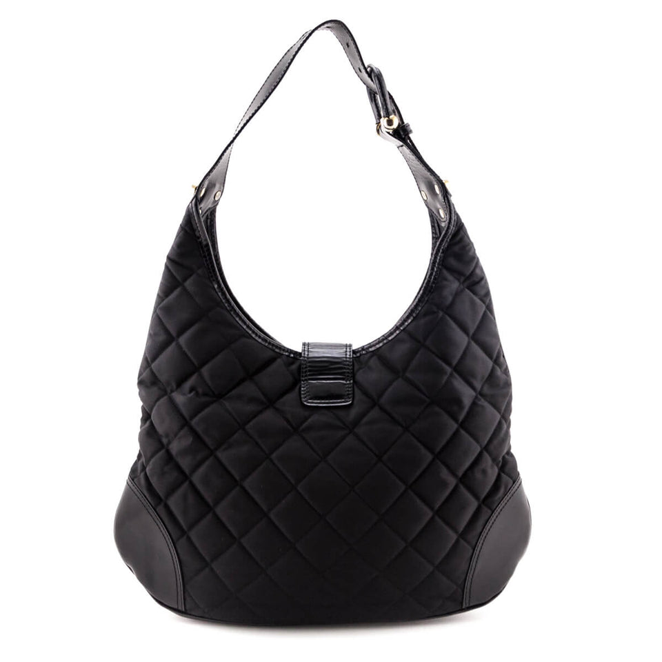Burberry Black Quilted Nylon Brook Hobo Bag