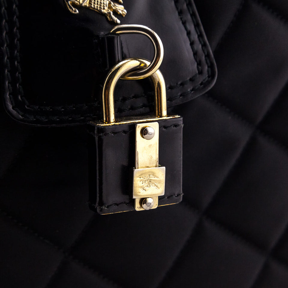 Burberry Black Quilted Nylon Brook Hobo Bag