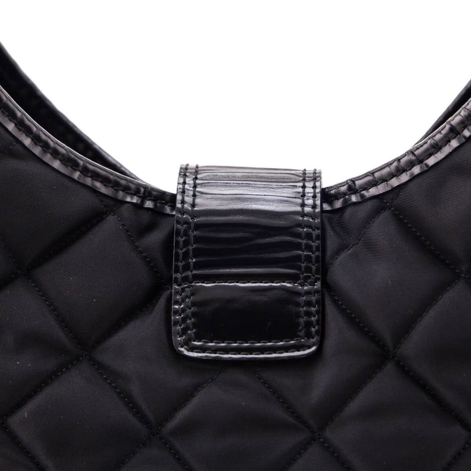 Burberry Black Quilted Nylon Brook Hobo Bag