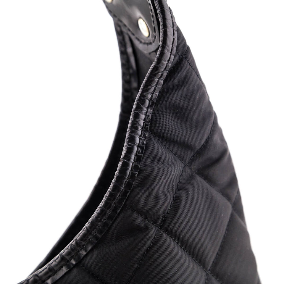 Burberry Black Quilted Nylon Brook Hobo Bag
