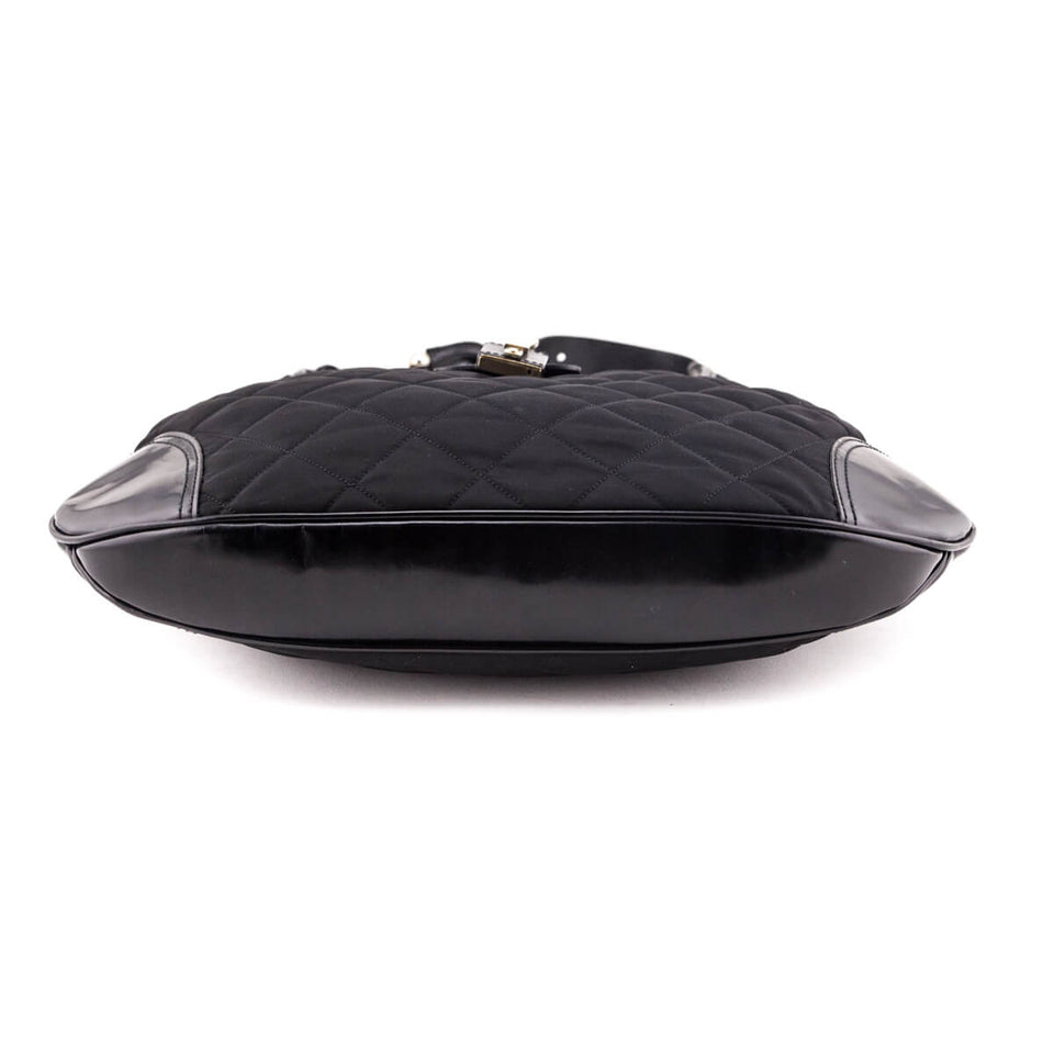 Burberry Black Quilted Nylon Brook Hobo Bag