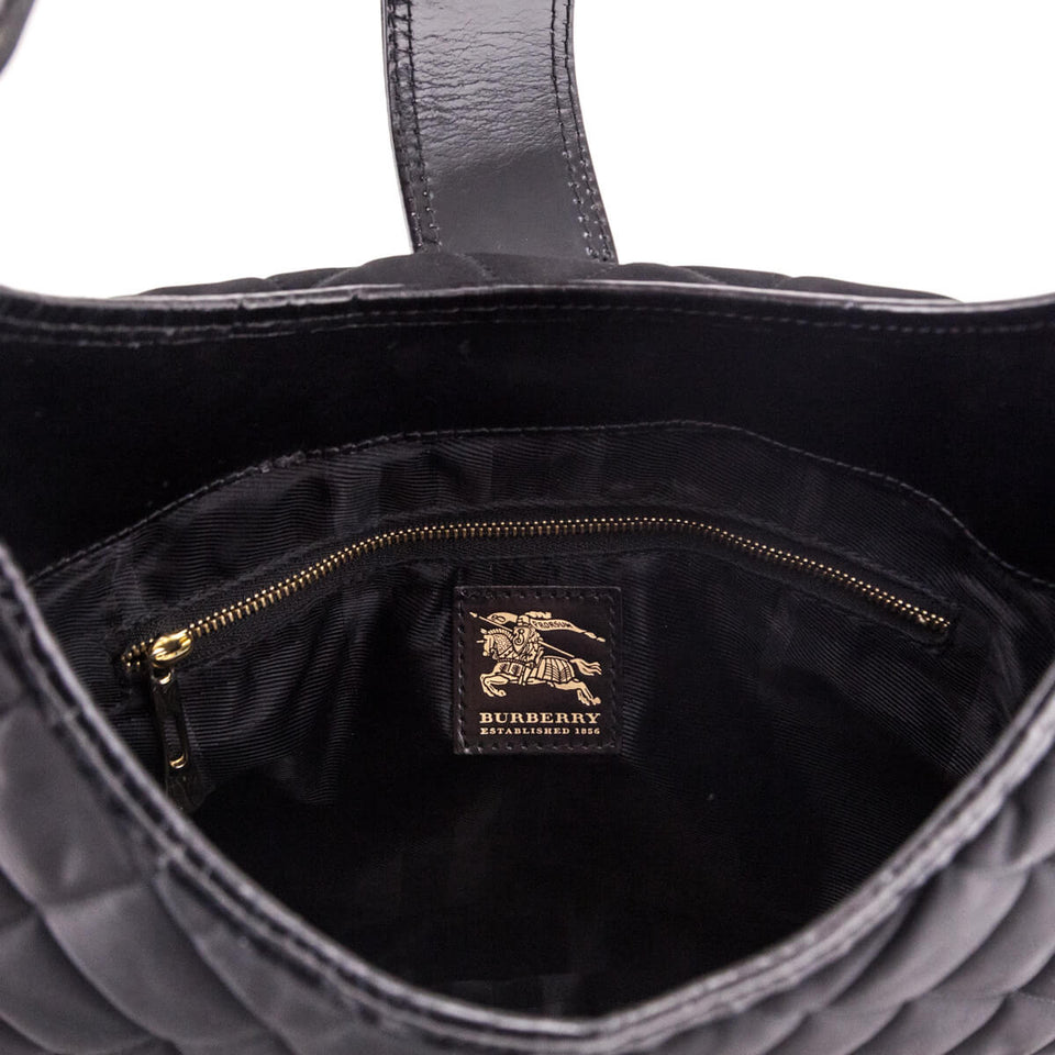 Burberry Black Quilted Nylon Brook Hobo Bag