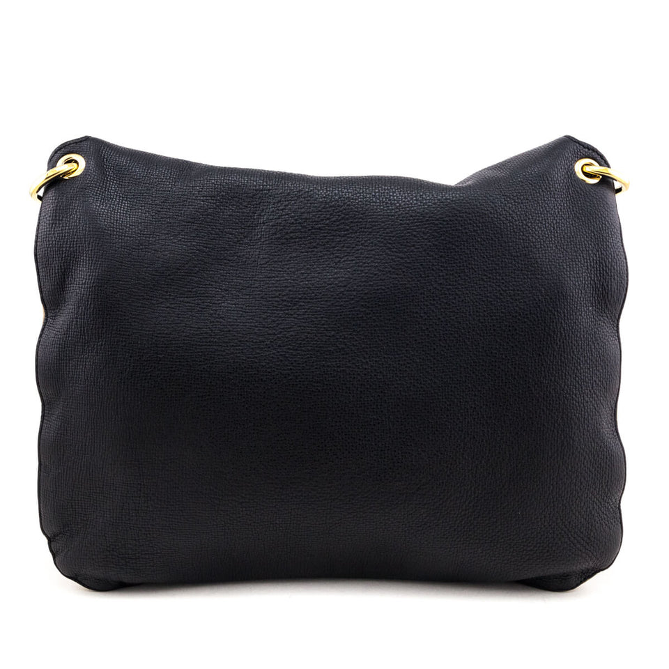 Burberry Black Leather & Check Cornwall Hobo Bag