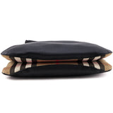 Burberry Black Leather & Check Cornwall Hobo Bag