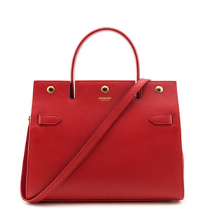 Burberry Bright Red Grained Calfskin Small Two-Handle Title Bag