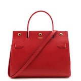 Burberry Bright Red Grained Calfskin Small Two-Handle Title Bag