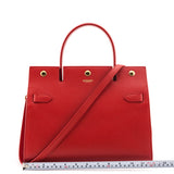 Burberry Bright Red Grained Calfskin Small Two-Handle Title Bag