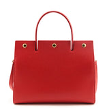 Burberry Bright Red Grained Calfskin Small Two-Handle Title Bag