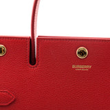 Burberry Bright Red Grained Calfskin Small Two-Handle Title Bag