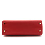 Burberry Bright Red Grained Calfskin Small Two-Handle Title Bag