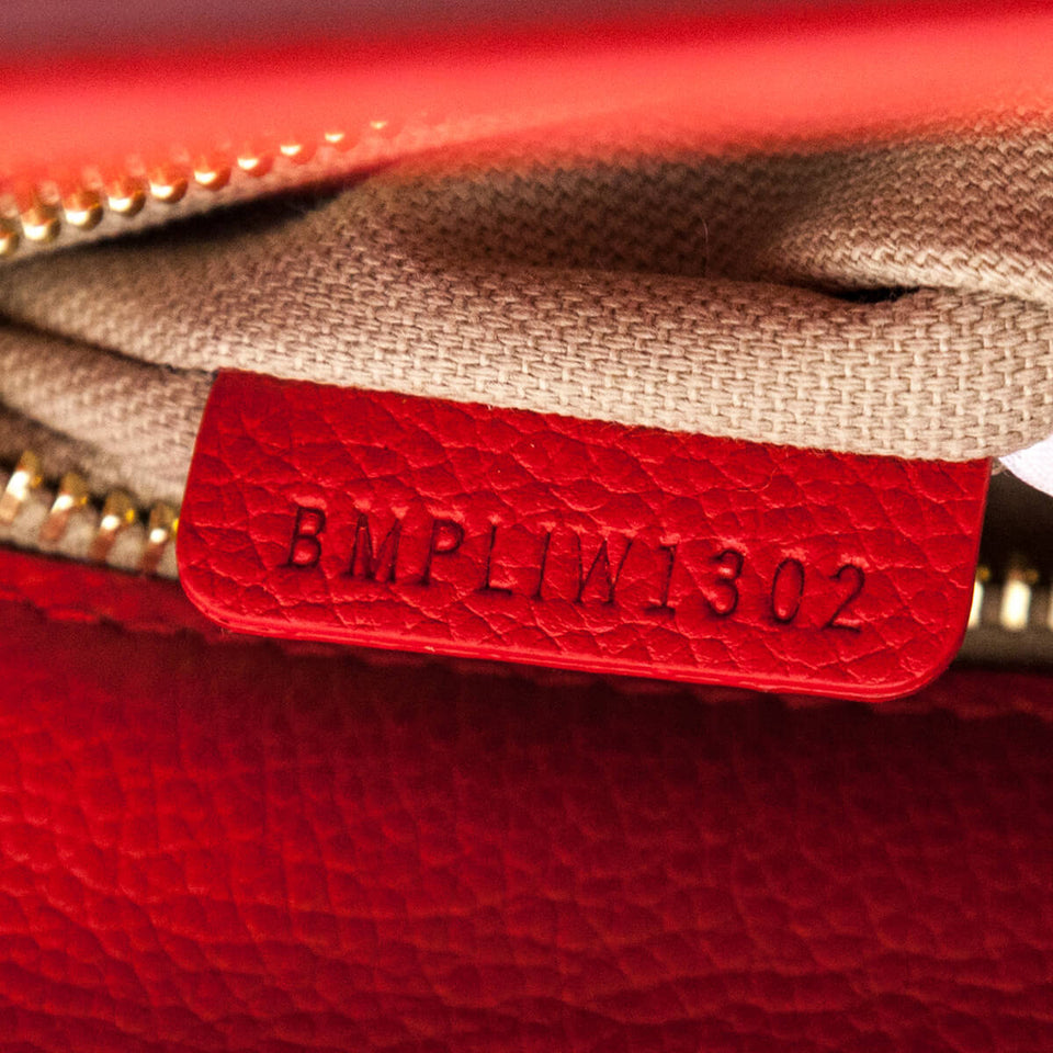 Burberry Bright Red Grained Calfskin Small Two-Handle Title Bag