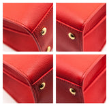 Burberry Bright Red Grained Calfskin Small Two-Handle Title Bag