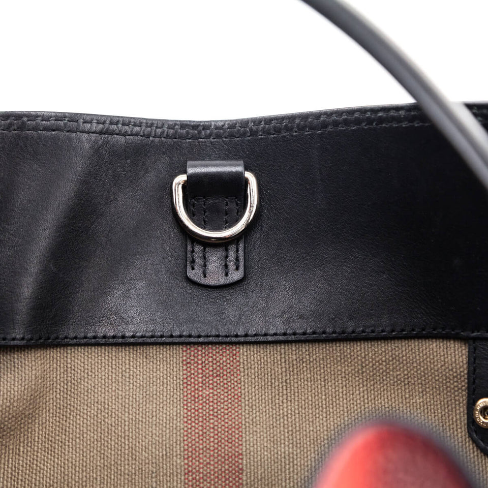 Burberry Check Canvas & Red Chevron Calfskin Susanna Medium Hobo Bag