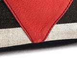 Burberry Check Canvas & Red Chevron Calfskin Susanna Medium Hobo Bag