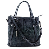 Burberry Dark Green Ruched Leather Large Lowry Satchel