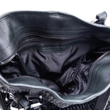 Burberry Dark Green Ruched Leather Large Lowry Satchel