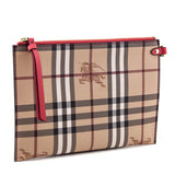Burberry Haymarket Check Red Calfskin Pouch