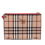 Burberry Haymarket Check Red Calfskin Pouch