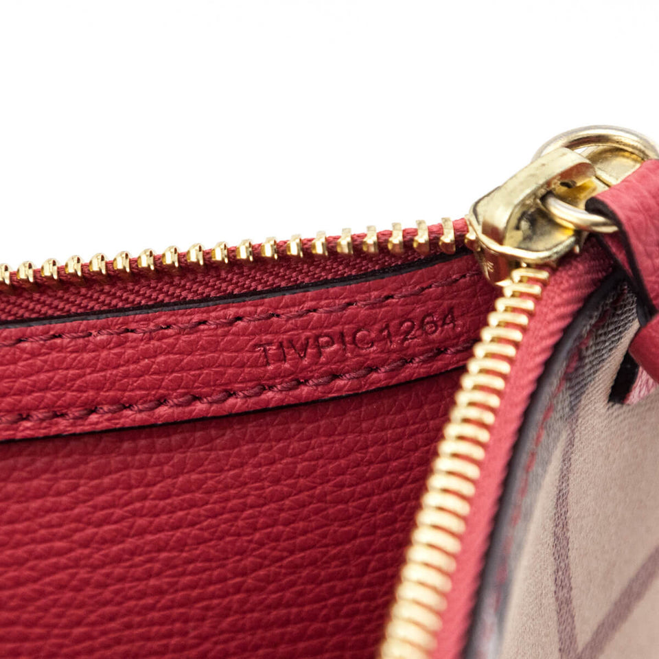 Burberry Haymarket Check Red Calfskin Pouch