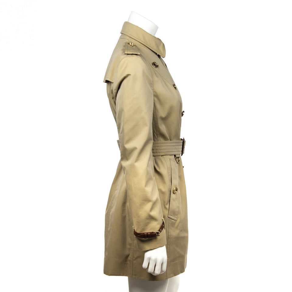 Burberry Honey Sandringham Mid Length Trench Coat Size M | UK 12