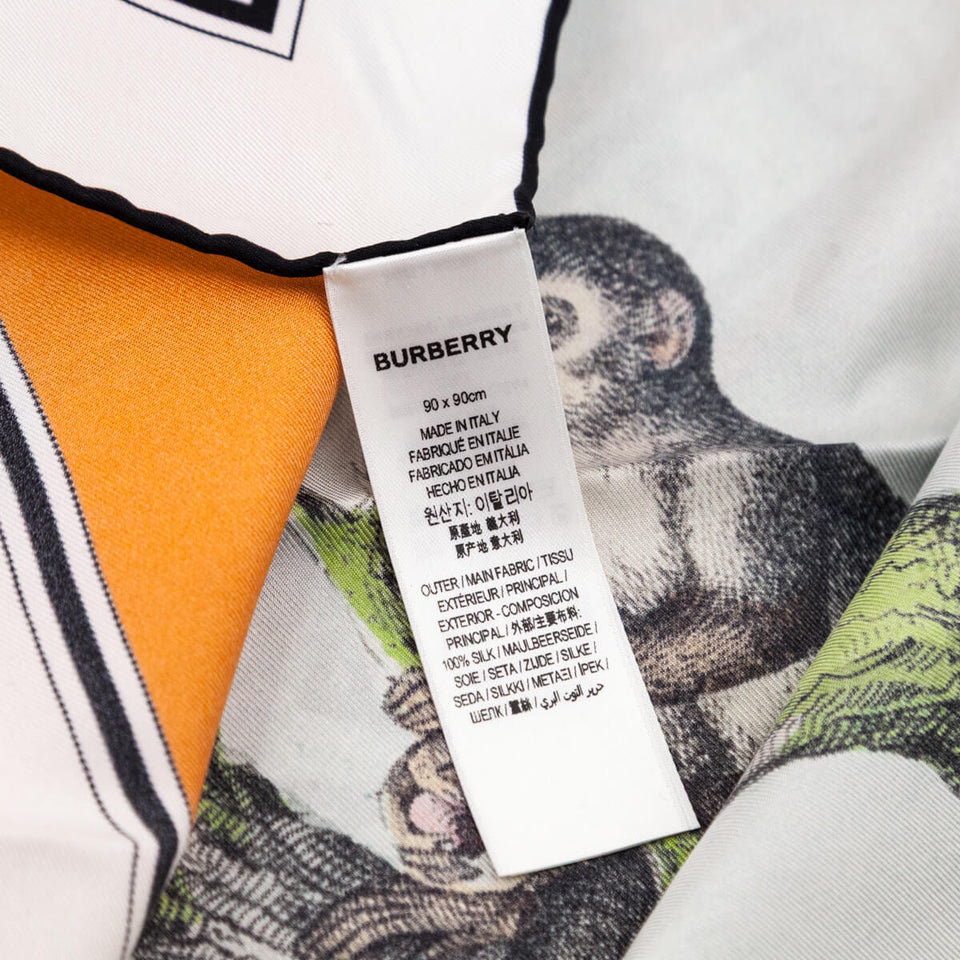 Burberry London Orange Monkey Print Silk Scarf